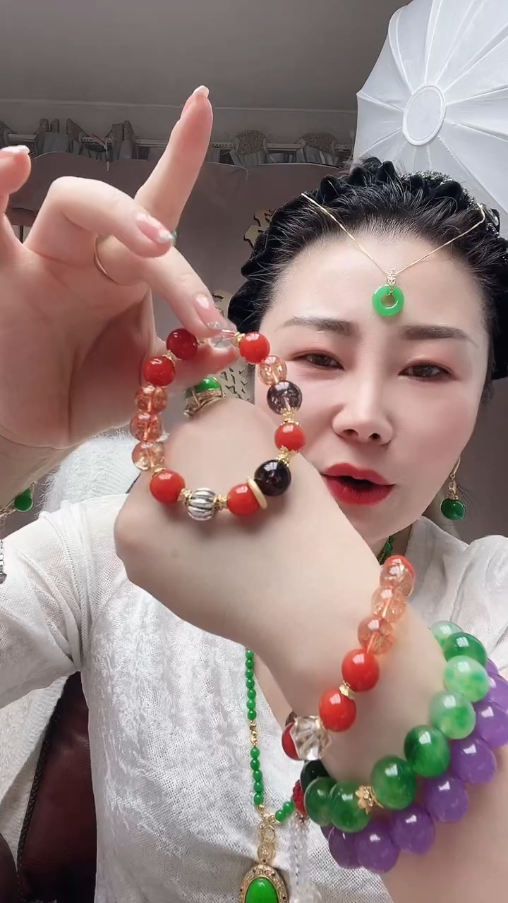 【闪购商品】翡翠手链14K金镶嵌哪吒手链