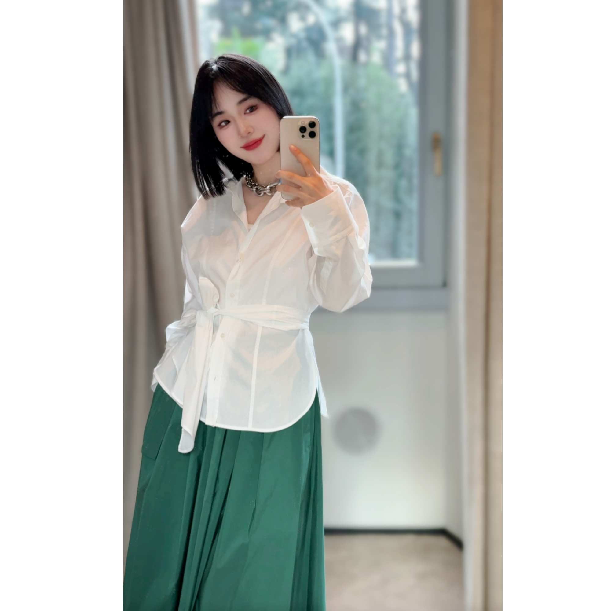 未使用 MaxMara 现货 断码特价 气质时尚系带长袖衬衫 CS0010  