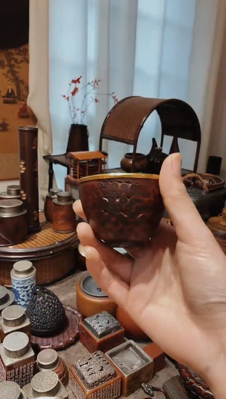 不****场老竹根包金主人杯