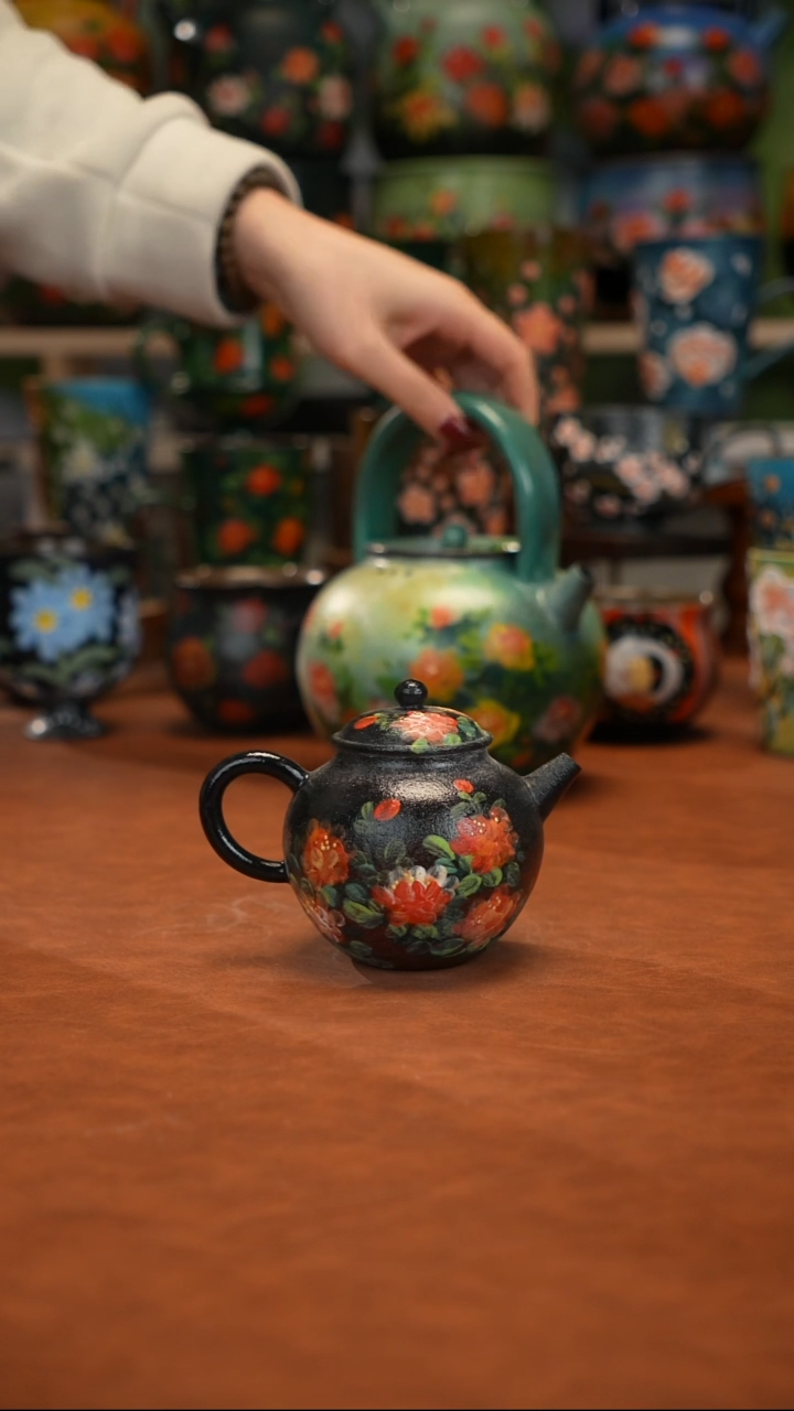 紫砂油画手绘釉下彩