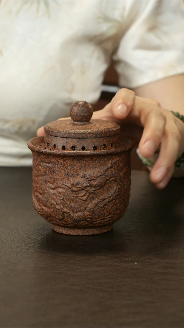 段泥 柴烧 云龙香炉