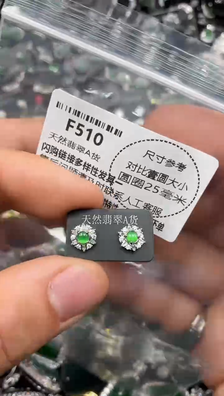 颈饰未镶嵌翡翠F510耳钉
