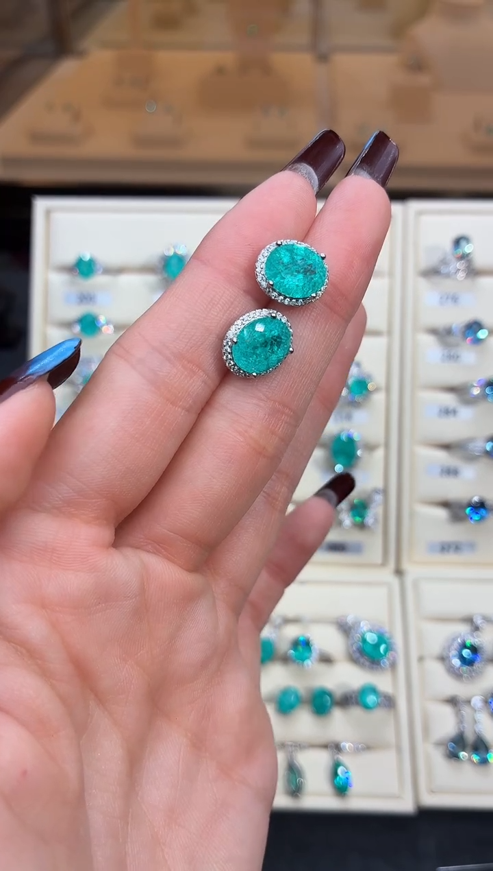 6ct碧玺（处理）  无品牌 925银 轻奢感冰裂霓虹电光蓝系列