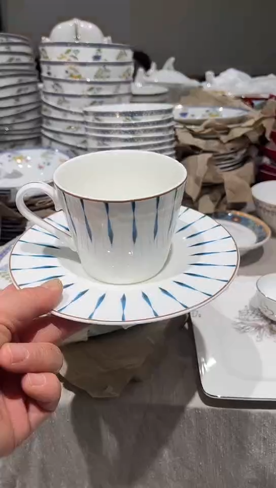 瓷咖啡杯碟2套4个建益深汤 
