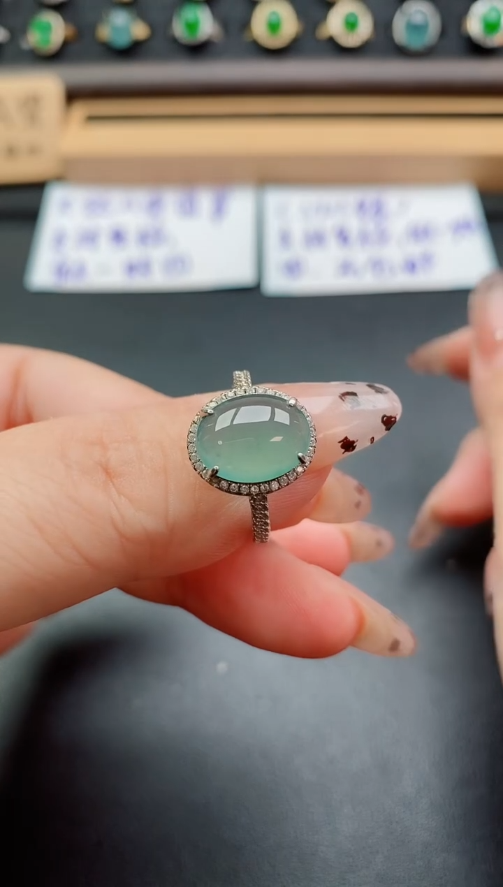 银S925镶嵌戒指翡翠1