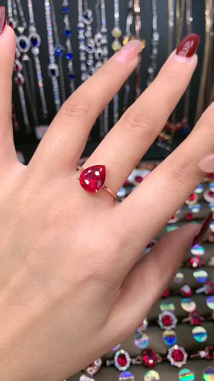 【闪购商品】红宝石戒指银S925镶嵌玫瑰金