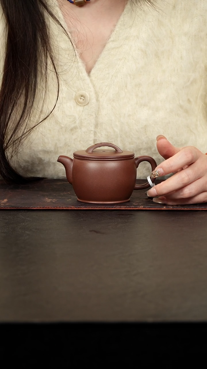 茶壶紫砂老紫泥面缸汉瓦170cc