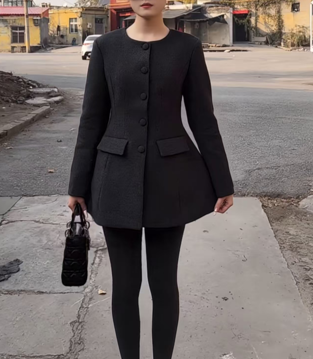 盛雅姿羽绒服小香风修身显瘦羽绒服（衣长75左右）83569