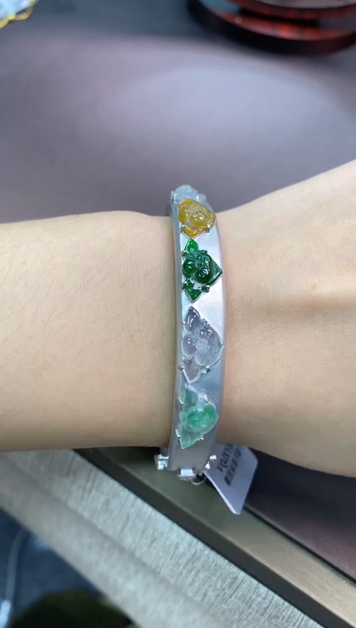 翡翠银S925镶嵌颈饰净货13691