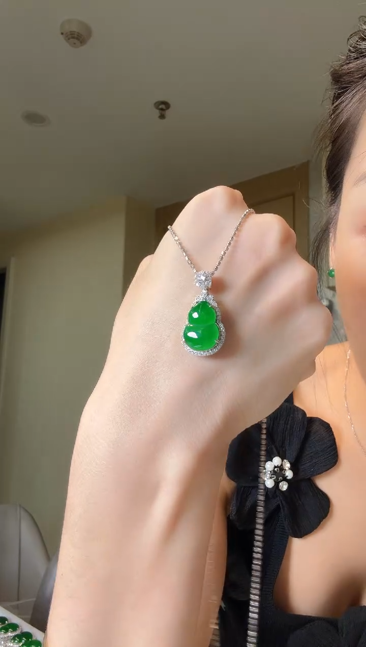 翡翠银S925镶嵌吊坠(不含链)天然翡翠吊坠3