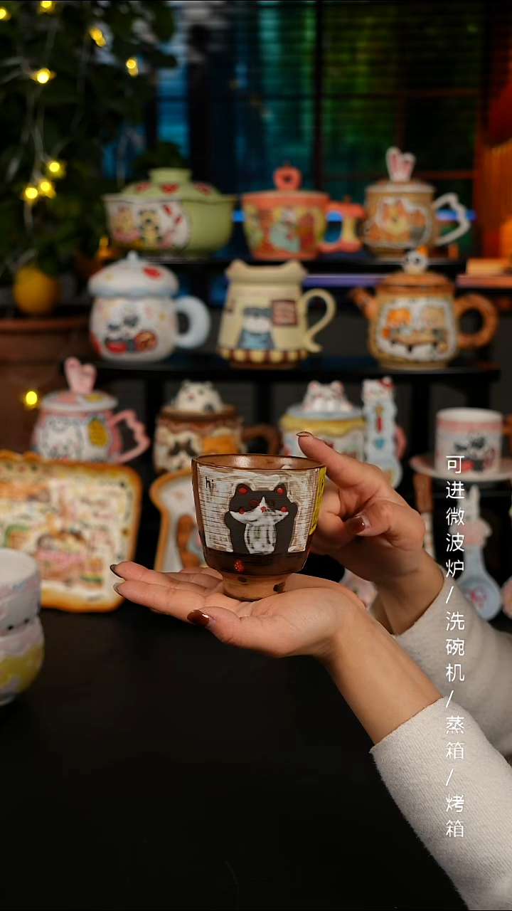 陶瓷无盖款景德镇高温釉下彩纯手绘创意瓷 