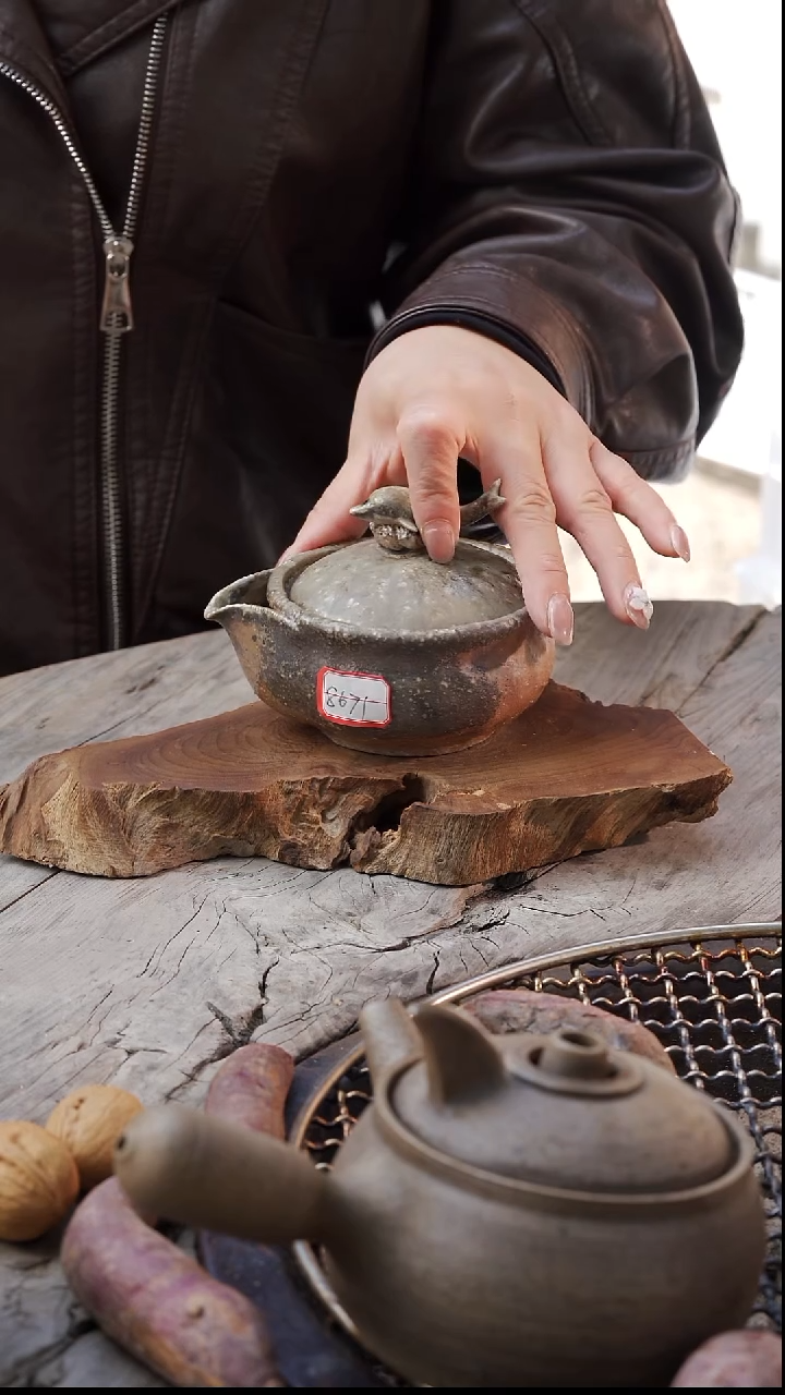 瓷片柴烧手工宝瓶8671