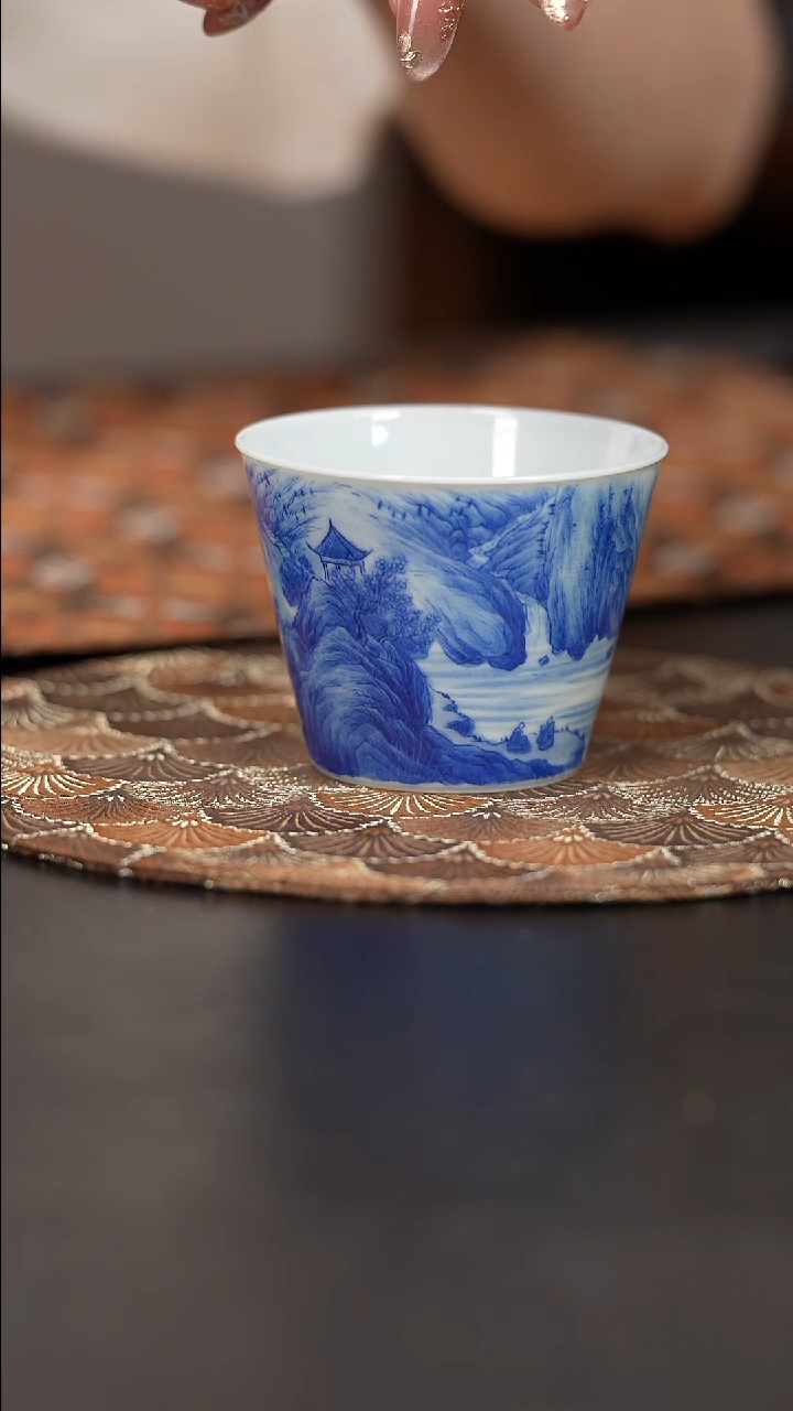 【闪购商品】杯看山柴窑青花青花可乐杯