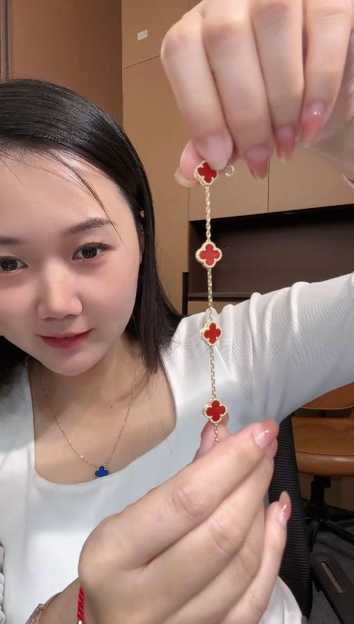 【闪购商品】玛瑙/玉髓手链18K金镶嵌红色k黄，小号五花手链GHJ