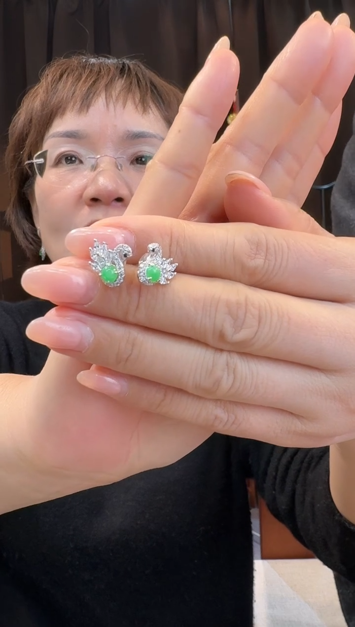 【闪购商品】翡翠耳饰银S925镶嵌耳饰