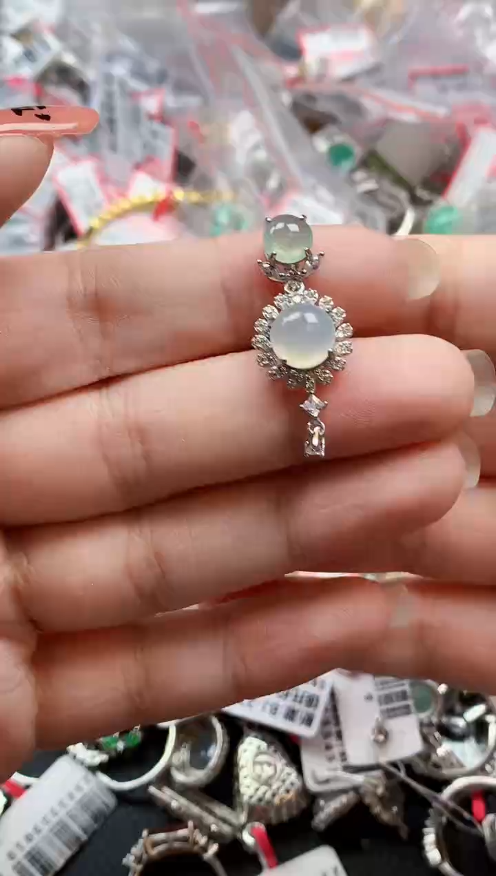 银S925镶嵌戒指翡翠天然A货缅甸翡翠