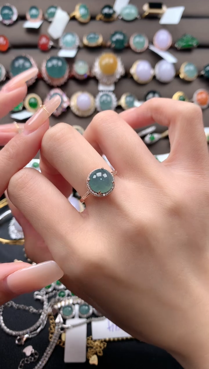 【闪购商品】翡翠戒指银S925镶嵌43534543