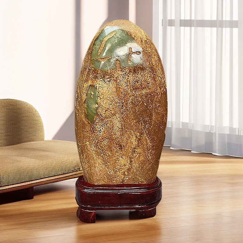 客厅轻奢玄关高档创意简约桌面摆设乔迁开业新中式岫玉石头摆件