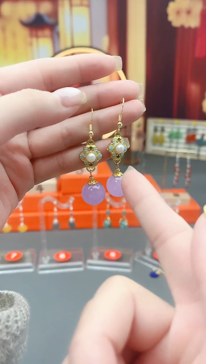 未镶嵌石英质玉（非洲翠）耳钉312