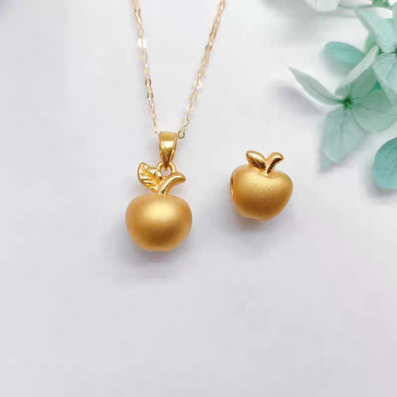 铜合金涤纶项链 铜合金新中式国风古法苹果造型项链经典古法