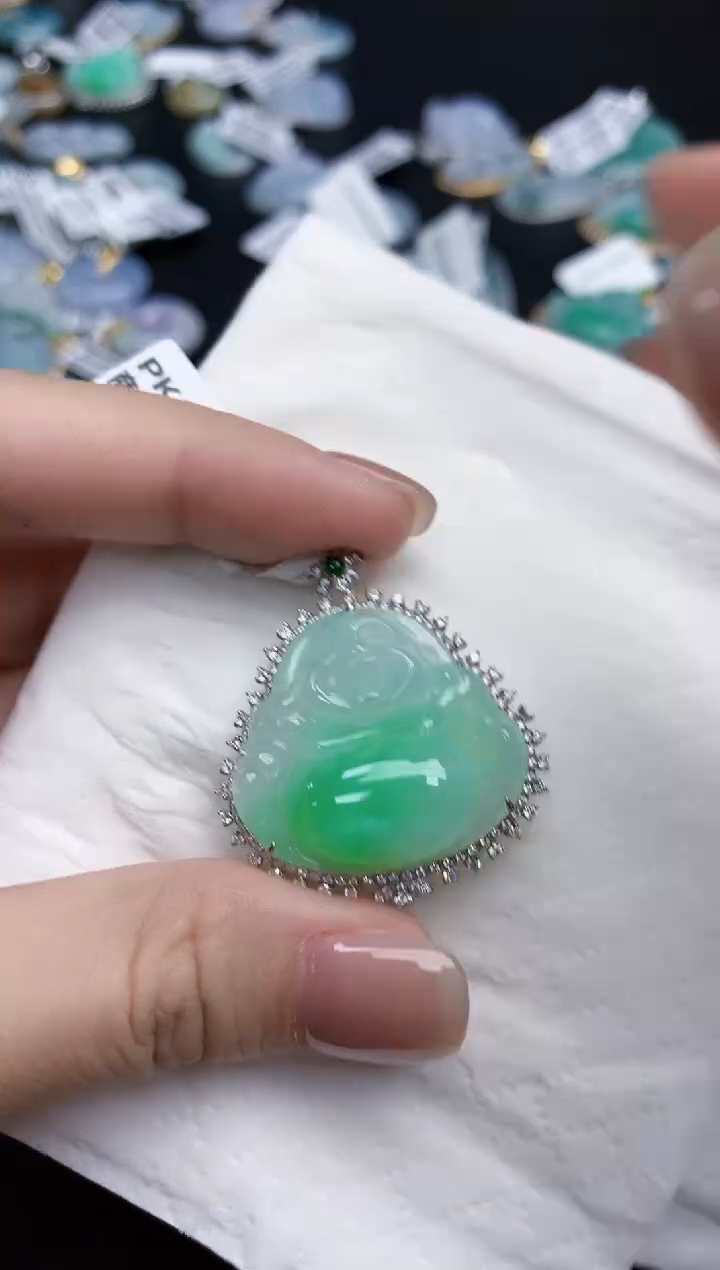 【闪购商品】翡翠颈饰18K金镶嵌天然缅甸翡翠A货