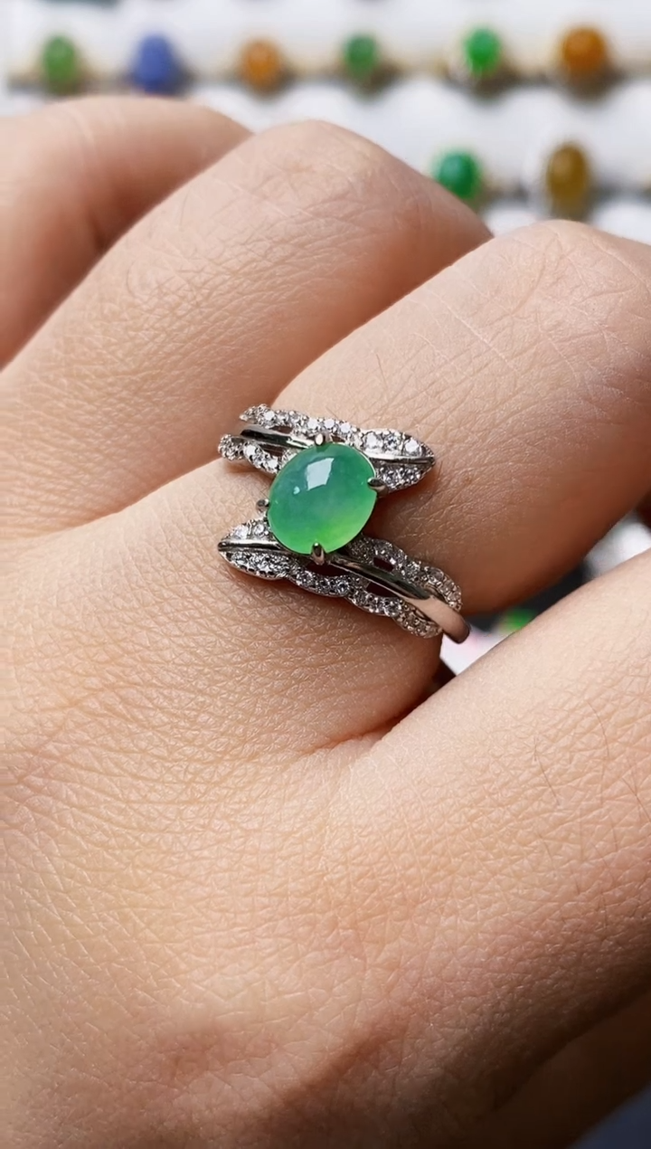 银S925镶嵌戒指翡翠0520