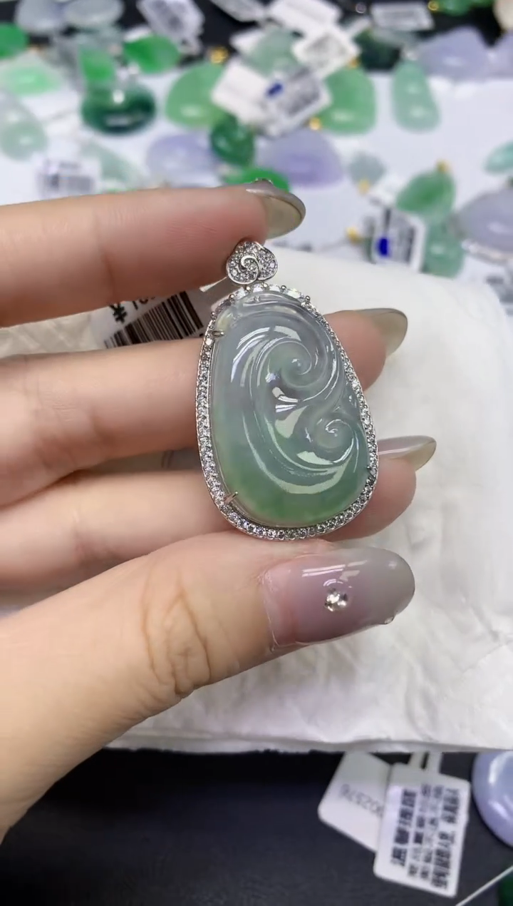 颈饰未镶嵌翡翠天然缅甸翡翠A货百元以上9元证书费自理