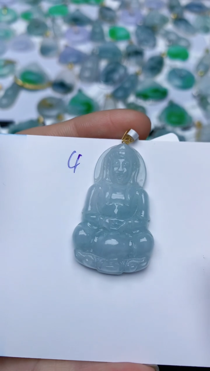 【闪购商品】翡翠颈饰18K金镶嵌天然翡翠A货    