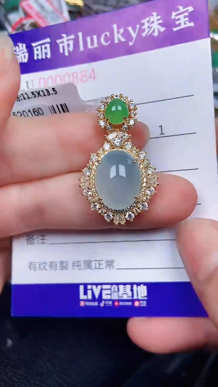 颈饰银S925镶嵌翡翠0884