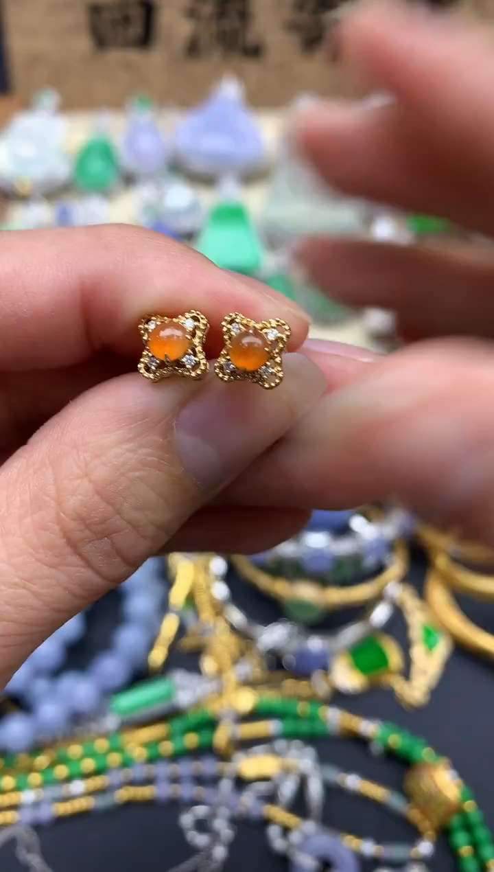 【闪购商品】翡翠耳饰18K金镶嵌460-中国好珍宝