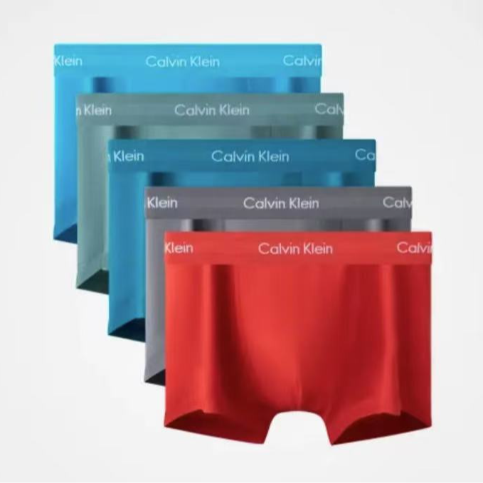 CK内衣25男士五条装提花棉质微弹防夹臀四角裤平角内裤