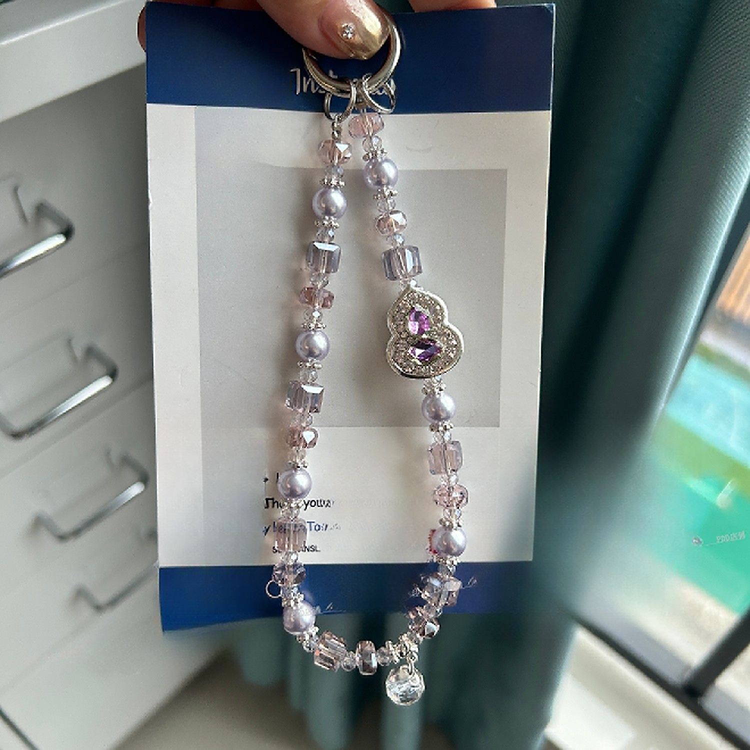 小众手作水钻葫芦珍珠手机链高级感女士手腕挂饰