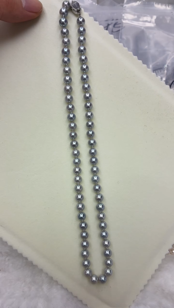 未镶嵌DA海水珍珠灰珠串链6-7 y1145
