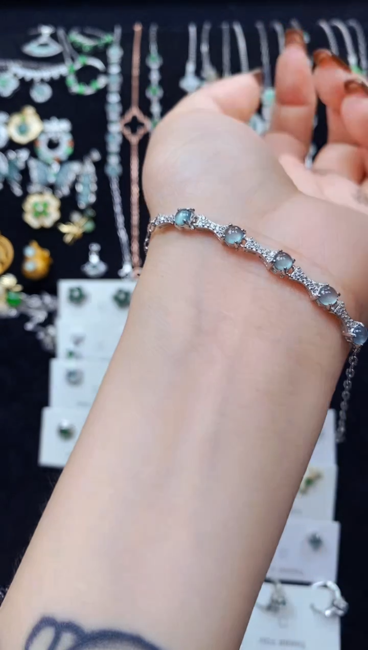 银S925镶嵌手链翡翠1802