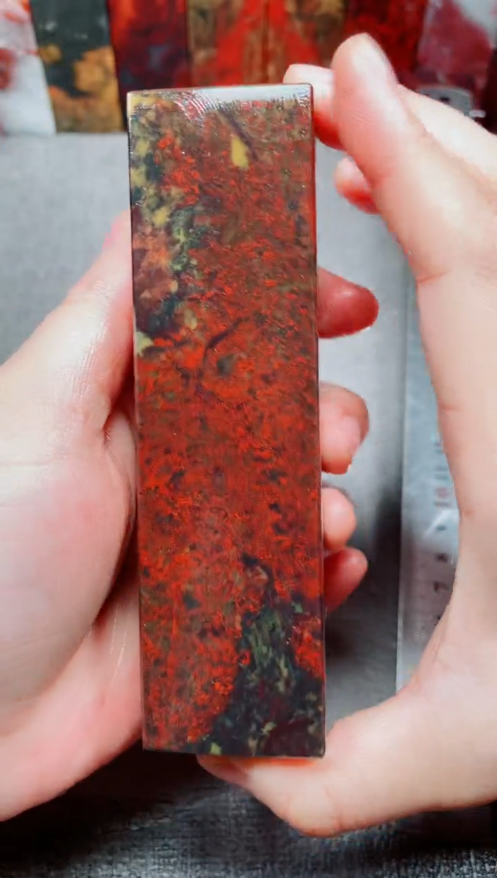 玉桂林鸡血玉素章3.5艳血红20
