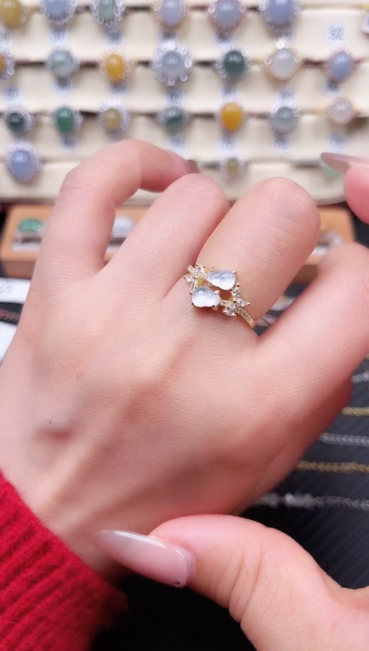 【闪购商品】翡翠戒指银S925镶嵌戒指葫芦