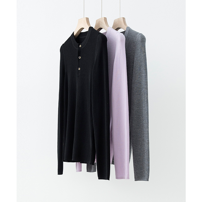 半门襟细条圆领修身通勤百搭春针织衫ZZS3L0101