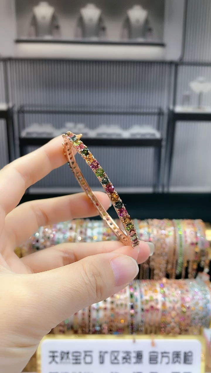 银S925镶嵌手镯碧玺666666666666