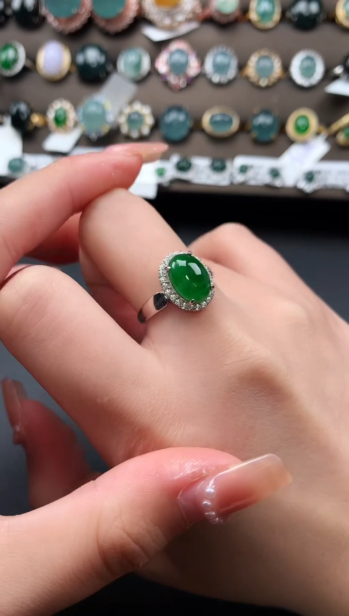 【闪购商品】翡翠戒指银S925镶嵌51241