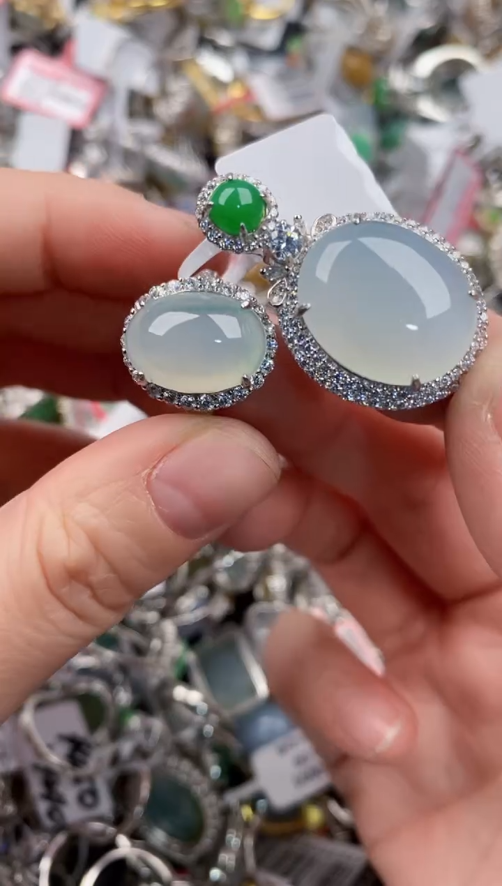 银S925镶嵌戒指翡翠333   2