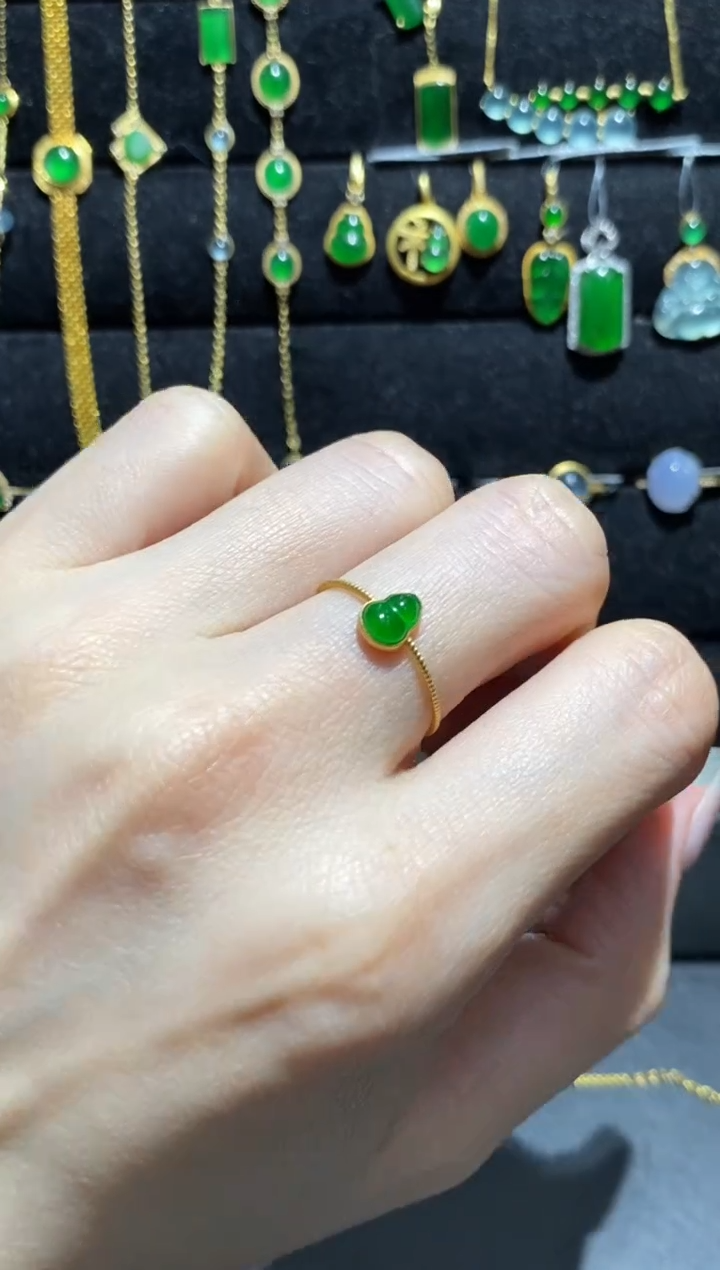 【闪购商品】翡翠戒指18K金镶嵌戒指