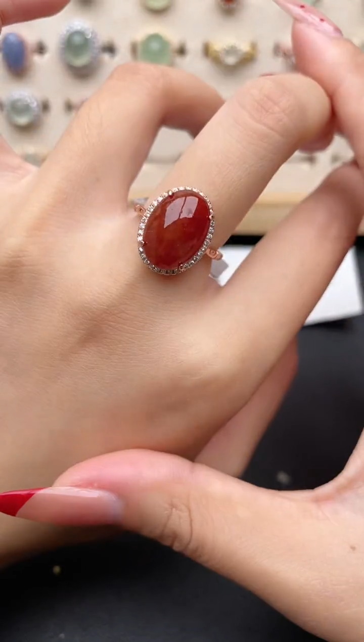 【闪购商品】翡翠戒指银S925镶嵌一物一证一礼盒