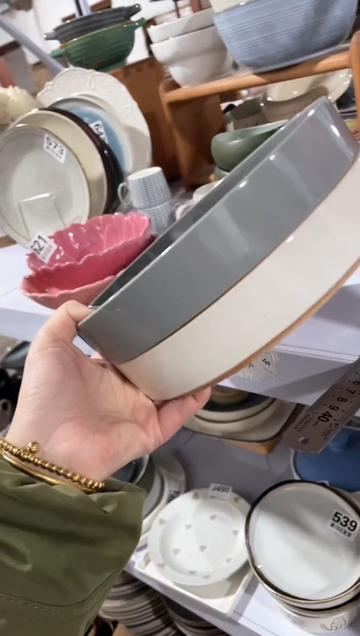 【闪购商品】碗微瑕（2件套）米色+灰色深盘