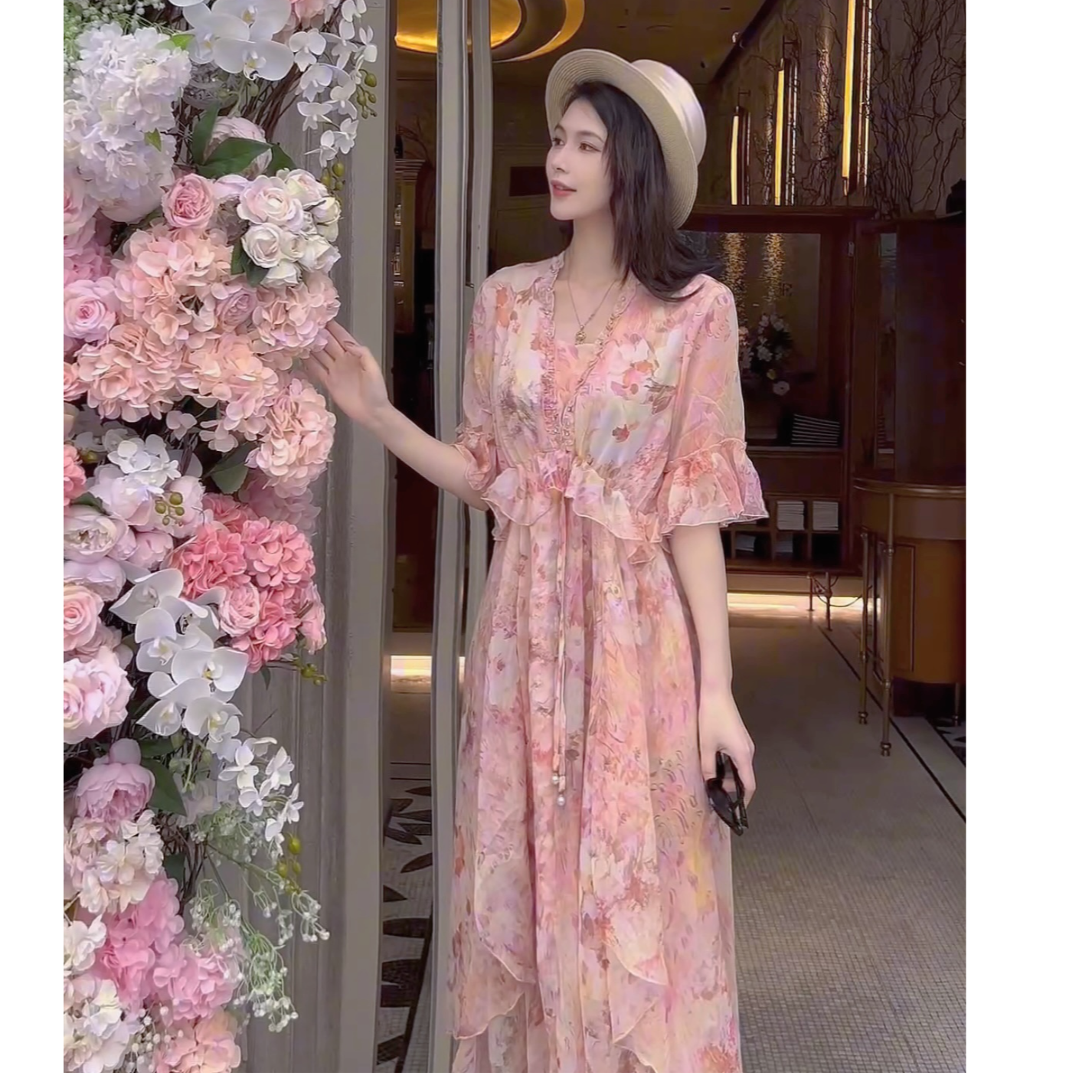 SEJI/瑟纪【盛夏花园】欧若风重工时尚气质碎花连衣裙