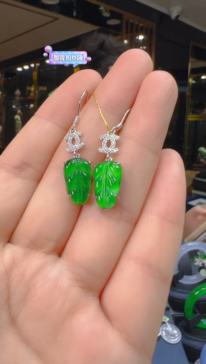 翡翠银S925镶嵌耳饰029（多样性发其一）