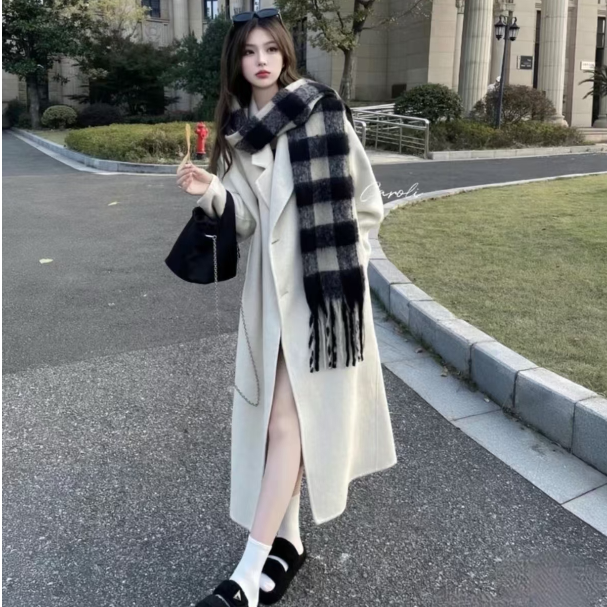 YY设计师双面呢外套女装立领气质秋冬女士长款中长款韩版毛呢