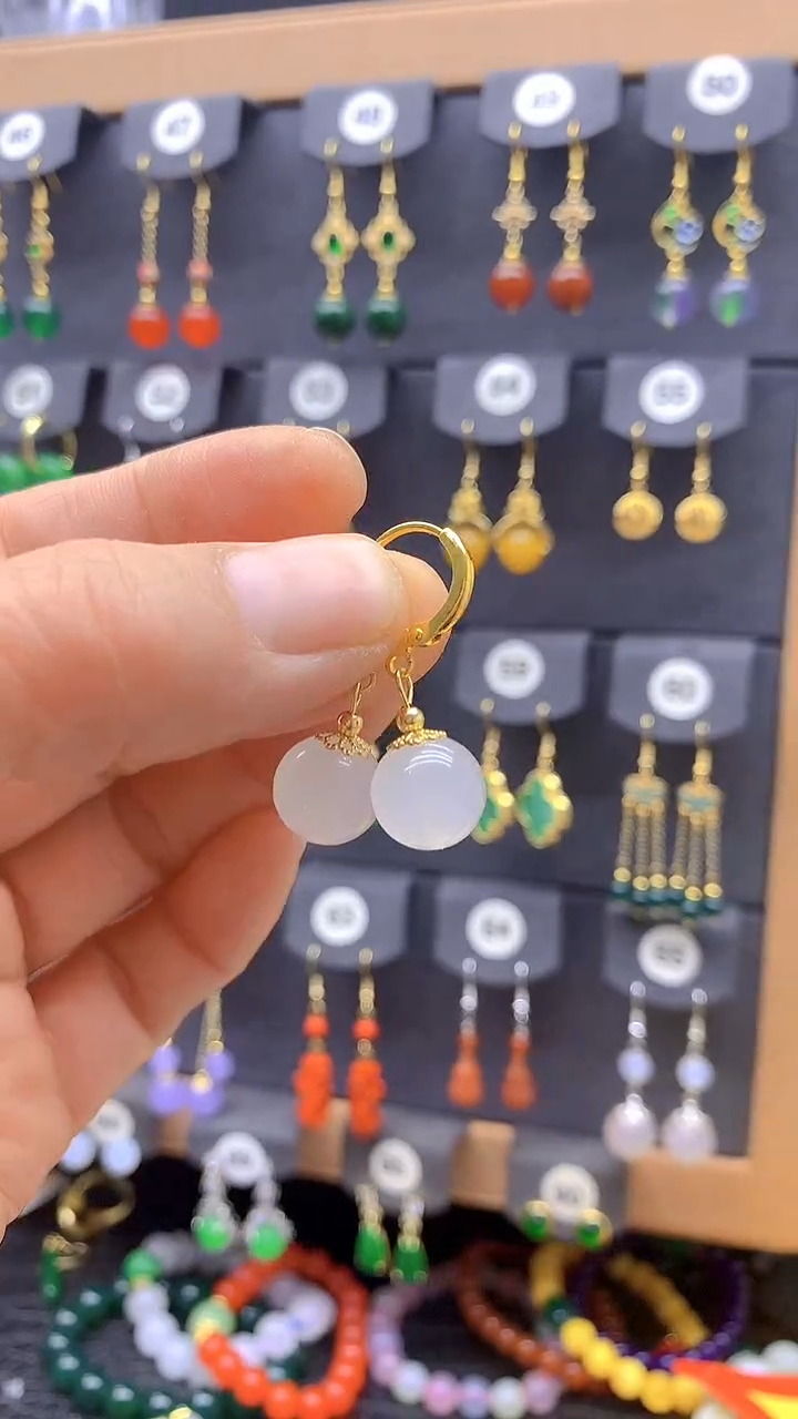 【闪购商品】玛瑙/玉髓耳坠未镶嵌耳饰