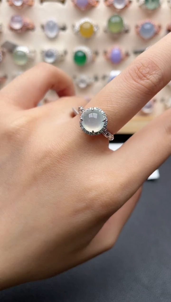 【闪购商品】翡翠戒指银S925镶嵌一物一证一礼盒