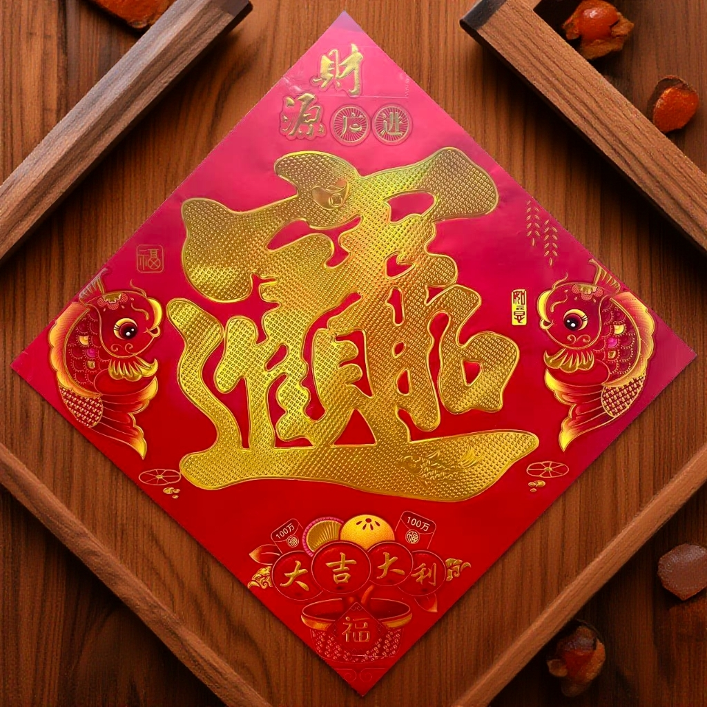 招财进宝2026马年加厚福字门贴对角较大尺寸店铺装饰财源广进