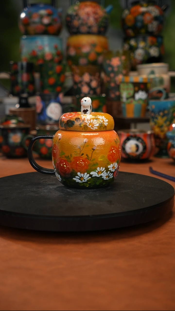 紫砂油画手绘釉下彩